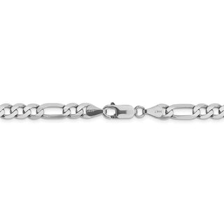 9" 14k White Gold 6mm Flat Figaro Chain Bracelet