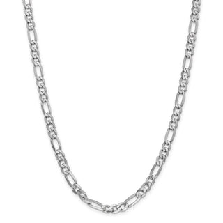 20" 14k White Gold 6mm Flat Figaro Chain Necklace