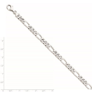 9" 14k White Gold 7mm Hand-Polished Figaro Link Bracelet