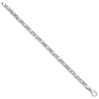 8" 14k White Gold 5.4mm Hand-polished and Satin Link Bracelet