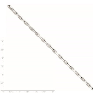 7.5" 14k White Gold 5.1mm Hand-polished Fancy Link Bracelet