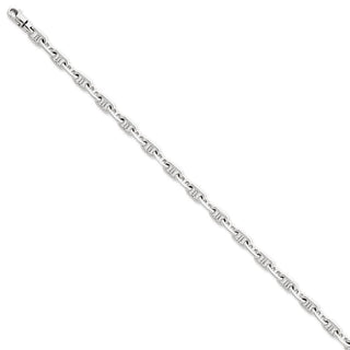 7.5" 14k White Gold 5.1mm Hand-polished Fancy Link Bracelet