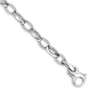 8.5" 14k White Gold 6.6mm Polished and Satin Fancy Link Bracelet