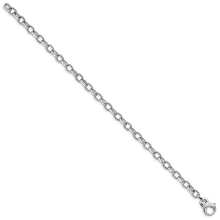 7.5" 14k White Gold 5mm Polished w/Ridged Edges Link Bracelet