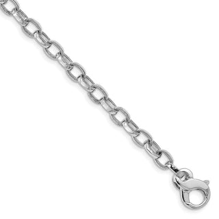 7.5" 14k White Gold 5mm Polished w/Ridged Edges Link Bracelet