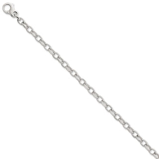 8.5" 14k White Gold 5mm Polished w/Ridged Edges Link Bracelet