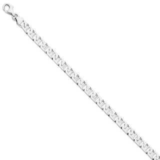7.25" 14k White Gold 6.5mm Hand-polished Fancy Anchor Link Bracelet