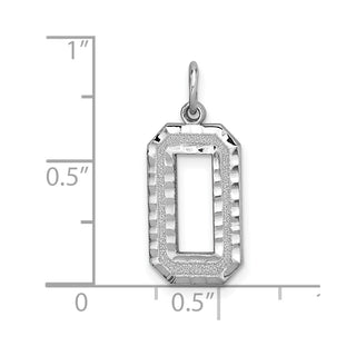 14k White Gold Casted Large Diamond-Cut Number 0 Pendant