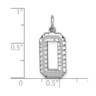 14k White Gold Casted Large Diamond-Cut Number 0 Charm