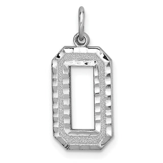 14k White Gold Casted Large Diamond-Cut Number 0 Pendant