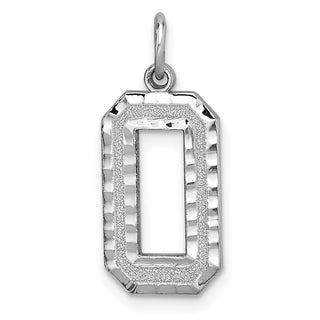 14k White Gold Casted Large Diamond-Cut Number 0 Charm