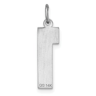 14k White Gold Casted Large Diamond-Cut Number 1 Pendant