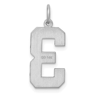 14k White Gold Casted Large Diamond-Cut Number 3 Pendant