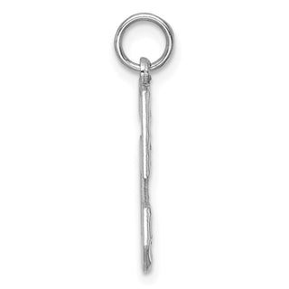 14k White Gold Casted Large Diamond-Cut Number 5 Pendant