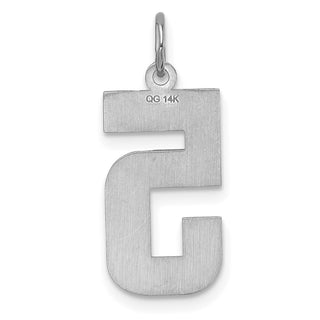 14k White Gold Casted Large Diamond-Cut Number 5 Pendant