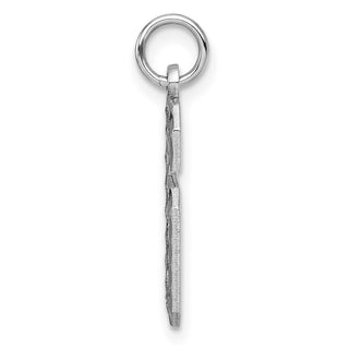 14k White Gold Casted Large Diamond-Cut Number 6 Pendant