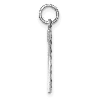 14k White Gold Casted Large Diamond-Cut Number 7 Pendant