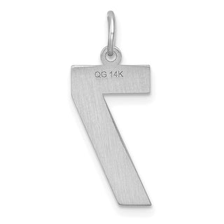 14k White Gold Casted Large Diamond-Cut Number 7 Pendant
