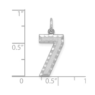 14k White Gold Casted Large Diamond-Cut Number 7 Pendant