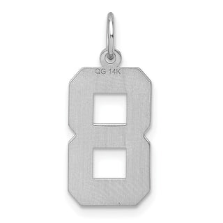 14k White Gold Casted Large Diamond-Cut Number 8 Pendant