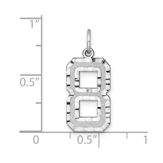 14k White Gold Casted Large Diamond-Cut Number 8 Pendant