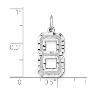 14k White Gold Casted Large Diamond-Cut Number 8 Charm