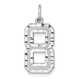 14k White Gold Casted Large Diamond-Cut Number 8 Charm