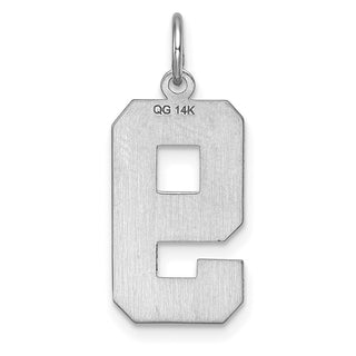 14k White Gold Casted Large Diamond-Cut Number 9 Pendant