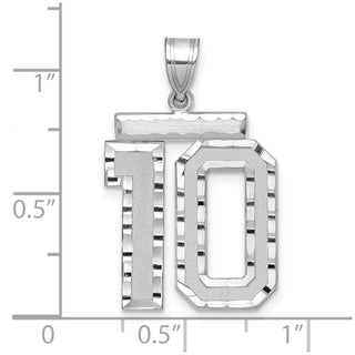 14k White Gold Large Diamond-Cut Number 10 Pendant