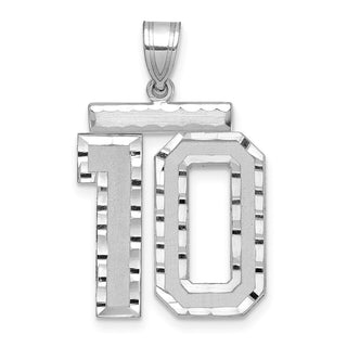 14k White Gold Large Diamond-Cut Number 10 Pendant
