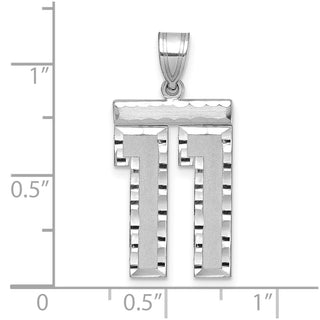 14k White Gold Large Diamond-Cut Number 11 Pendant
