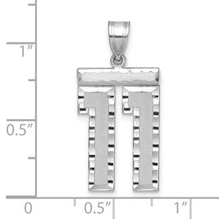 14k White Gold Large Diamond-Cut Number 11 Pendant