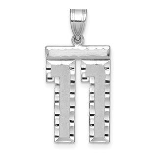 14k White Gold Large Diamond-Cut Number 11 Pendant