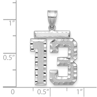 14k White Gold Large Diamond-Cut Number 13 Pendant