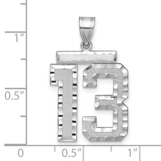 14k White Gold Large Diamond-Cut Number 13 Pendant