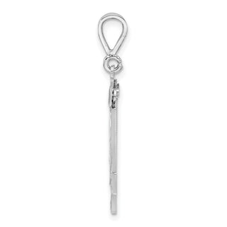 14k White Gold Large Diamond-Cut Number 14 Pendant