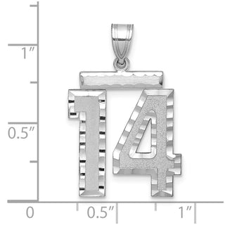 14k White Gold Large Diamond-Cut Number 14 Pendant