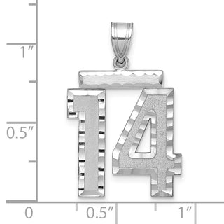 14k White Gold Large Diamond-Cut Number 14 Pendant