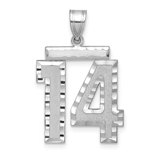 14k White Gold Large Diamond-Cut Number 14 Pendant
