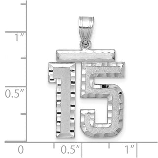 14k White Gold Large Diamond-Cut Number 15 Pendant