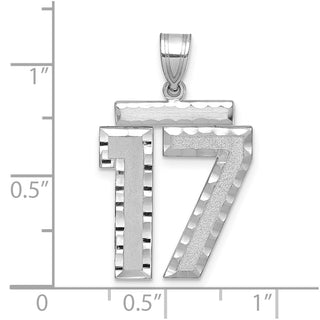 14k White Gold Large Diamond-Cut Number 17 Pendant