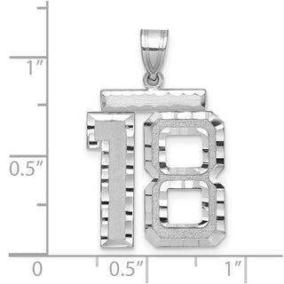 14k White Gold Large Diamond-Cut Number 18 Pendant