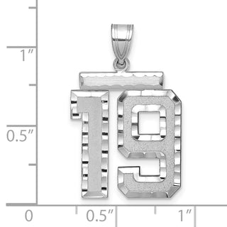 14k White Gold Large Diamond-Cut Number 19 Pendant