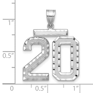 14k White Gold Large Diamond-Cut Number 20 Pendant