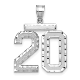 14k White Gold Large Diamond-Cut Number 20 Pendant