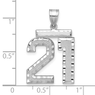 14k White Gold Large Diamond-Cut Number 21 Pendant