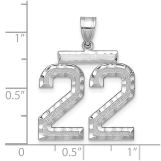 14k White Gold Large Diamond-Cut Number 22 Pendant