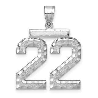 14k White Gold Large Diamond-Cut Number 22 Pendant