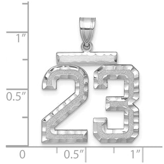 14k White Gold Large Diamond-Cut Number 23 Pendant
