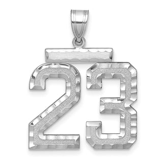 14k White Gold Large Diamond-Cut Number 23 Pendant